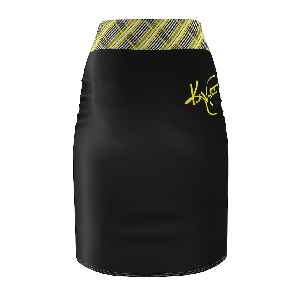 2882Sport™ Dark Academia Spellout Plaid Pencil Skirt