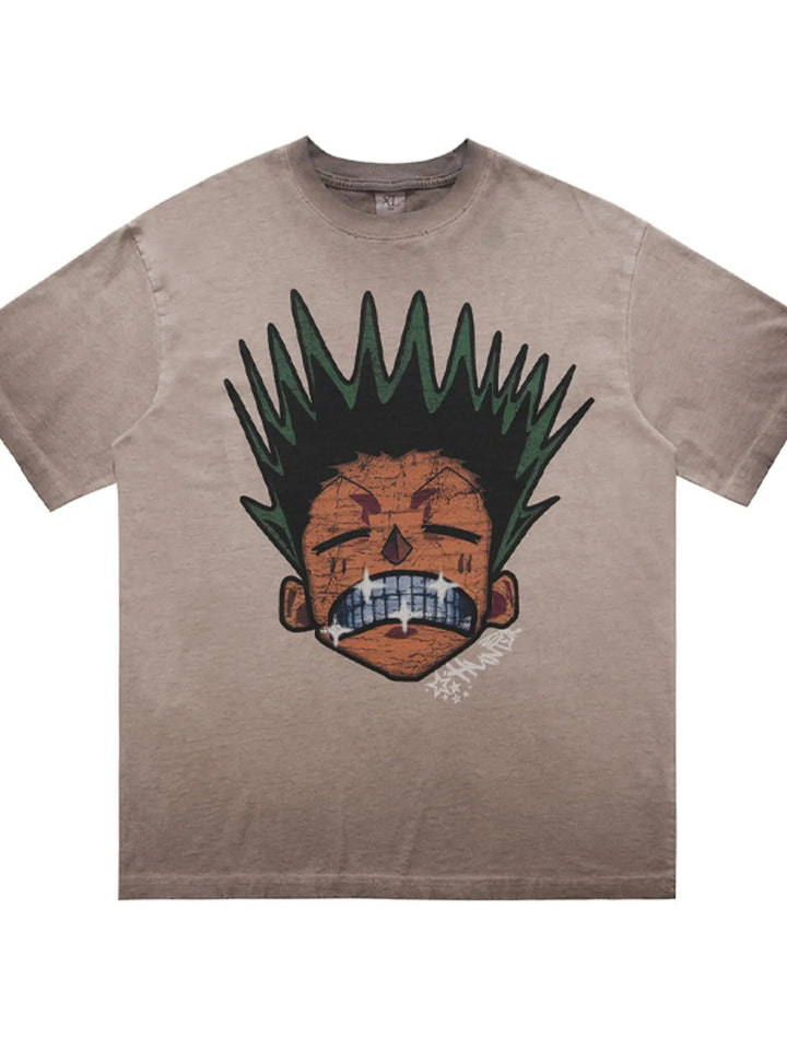 Men's Graphic Round Neck Oversized T-Shirt - cas7m