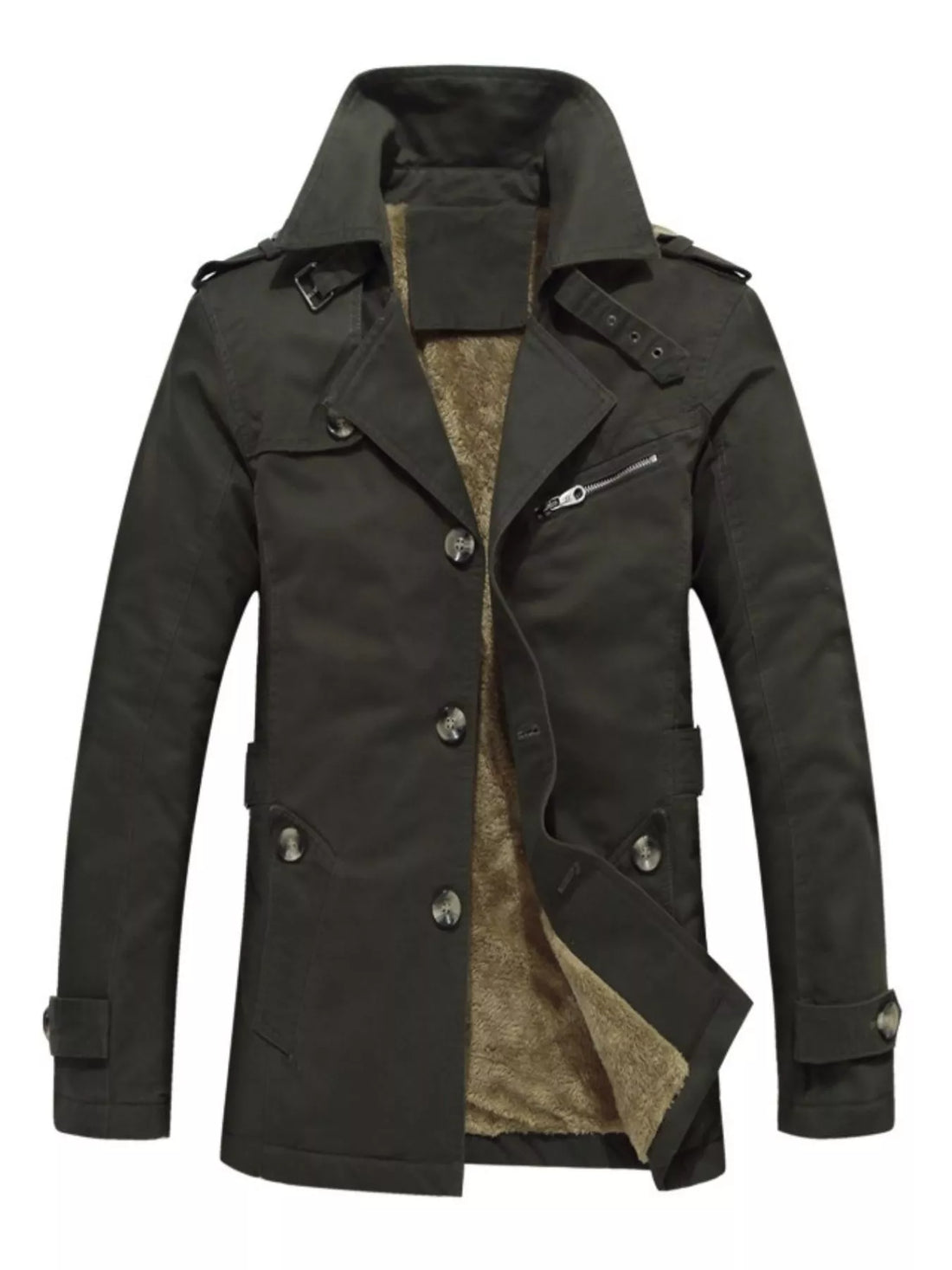 Men's Plus Size Button Up Long Sleeve Coat - cas7m