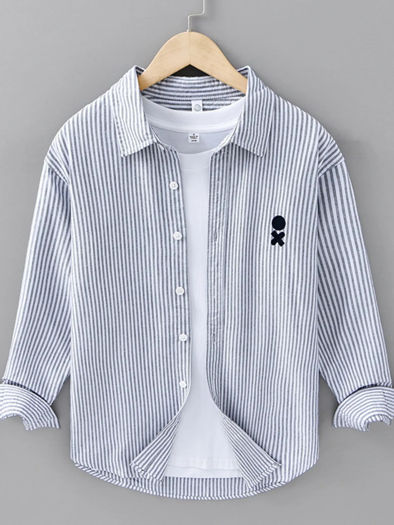 Men's Plus Size Striped Casual Long Sleeve Shirt - cas7m