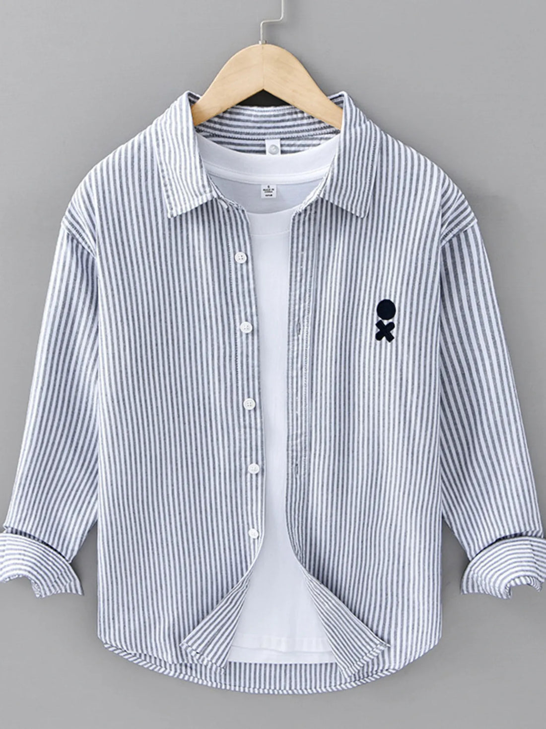 Men's Plus Size Striped Casual Long Sleeve Shirt - cas7m