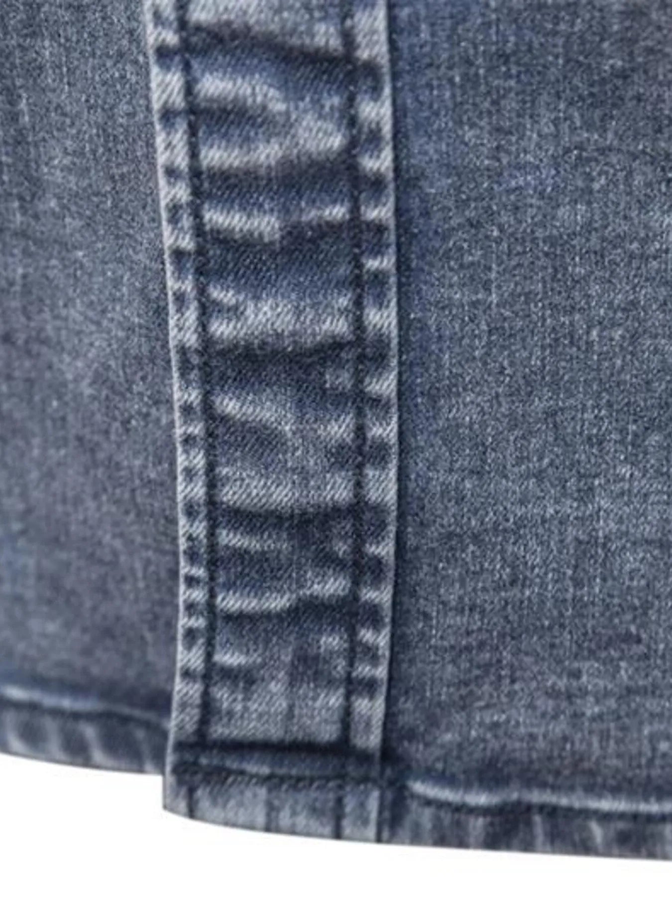 Men's Button Up Long Sleeve Denim Shirt - cas7m