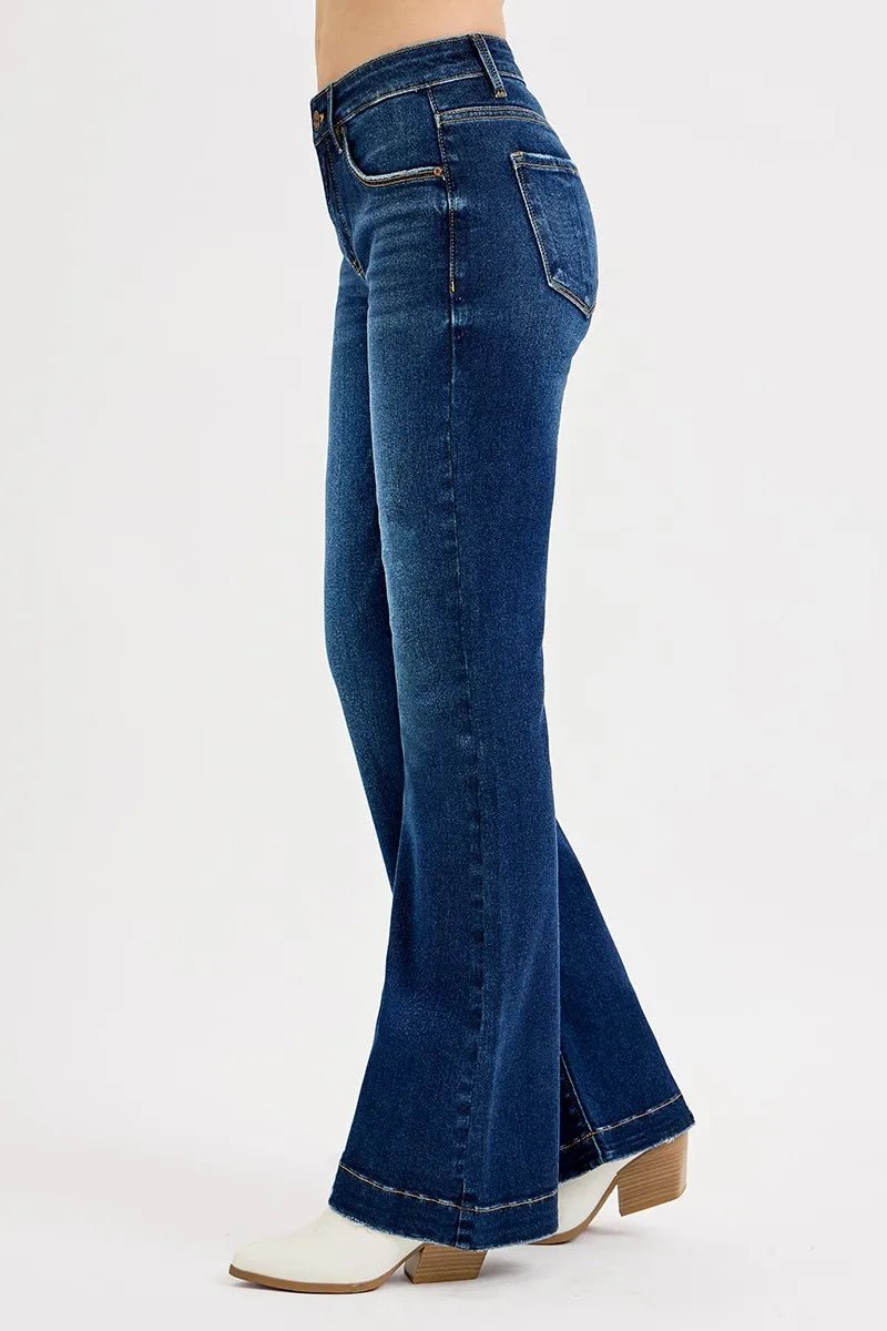 RISEN Full SIze Tummy Control Mid Rise Flare Jeans Plus SIze - cas7m