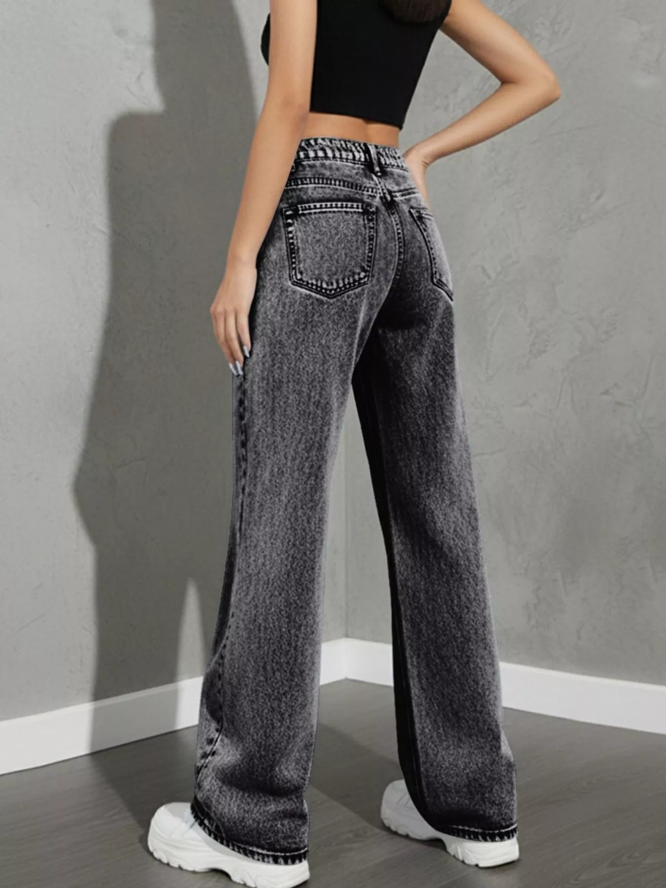 High Waist Wide Leg Jeans - cas7m
