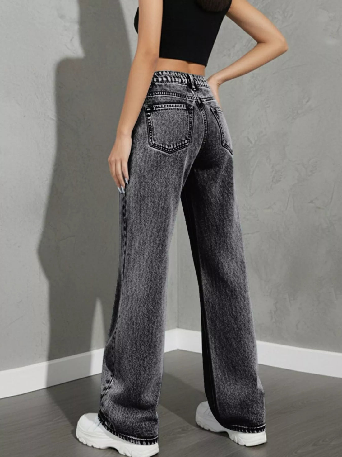 High Waist Wide Leg Jeans - cas7m
