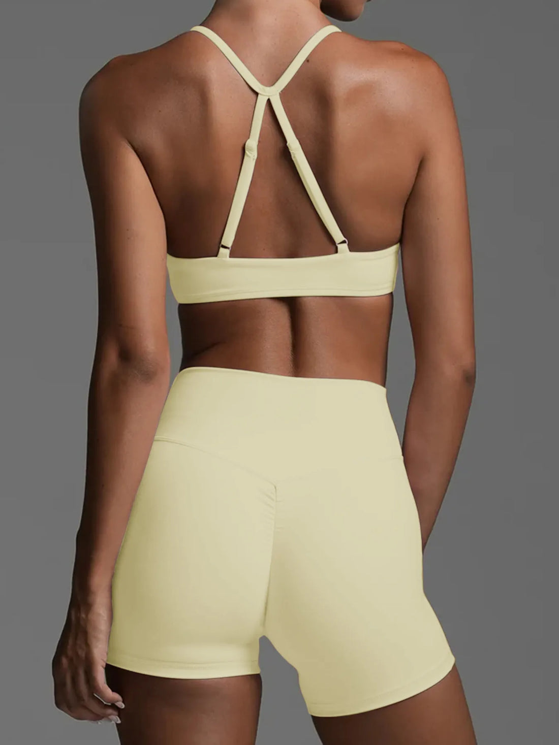 Ruched Sports Bra and High-Waisted Shorts Active Set - cas7m