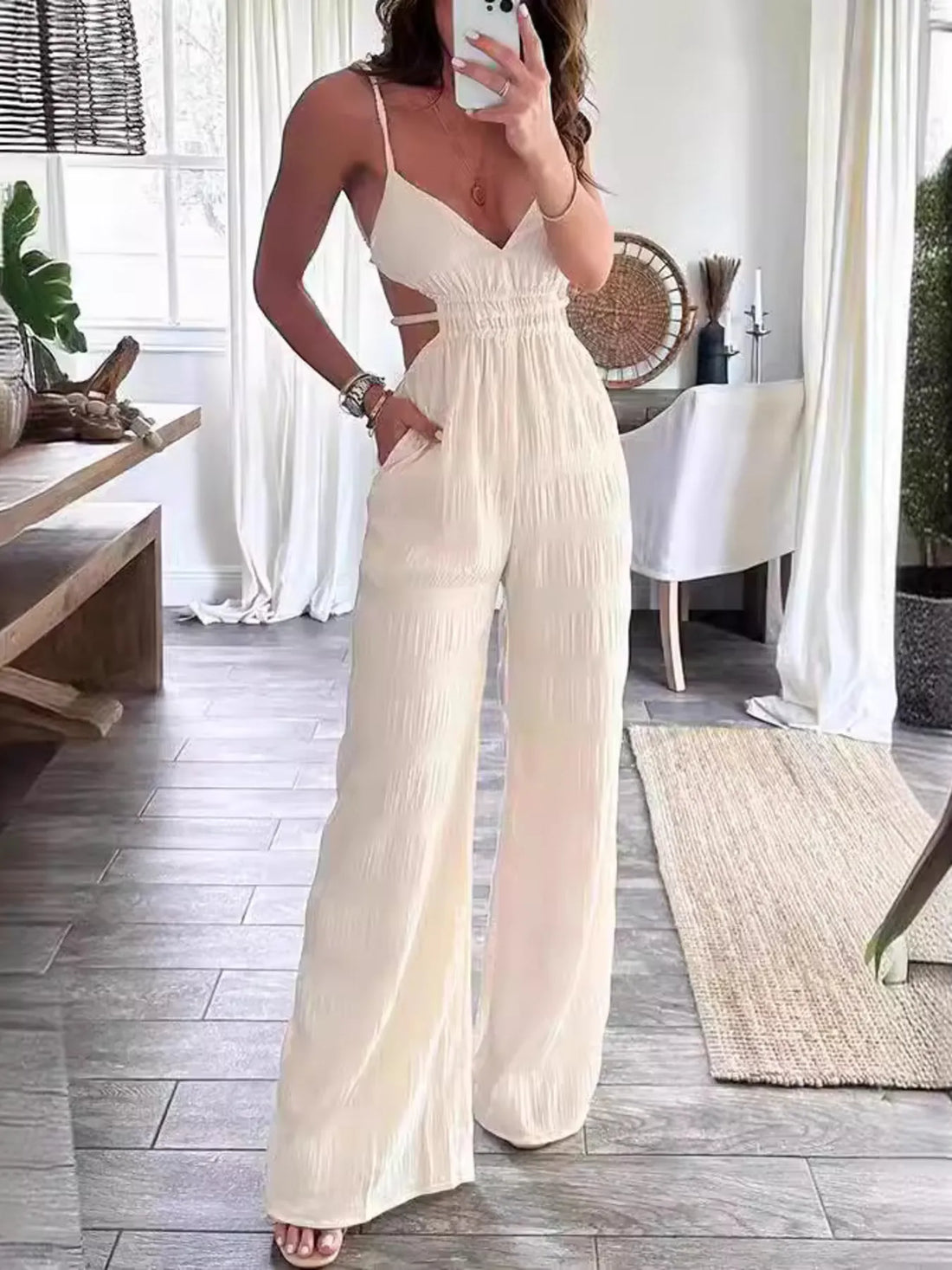 Cut-Out Wide Leg Jumpsuit - cas7m