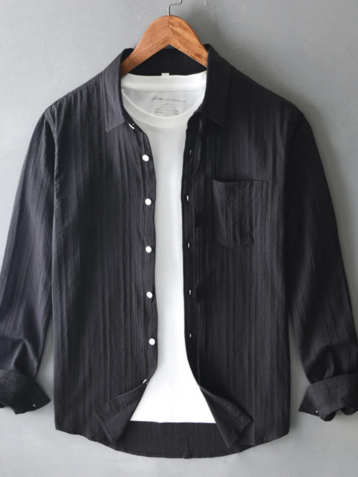 Men's Plus Size Button Up Long Sleeve Shirt - cas7m