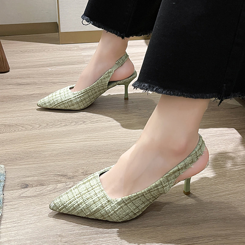 Blue Pointed Toe High Heels Slingbacks for Women