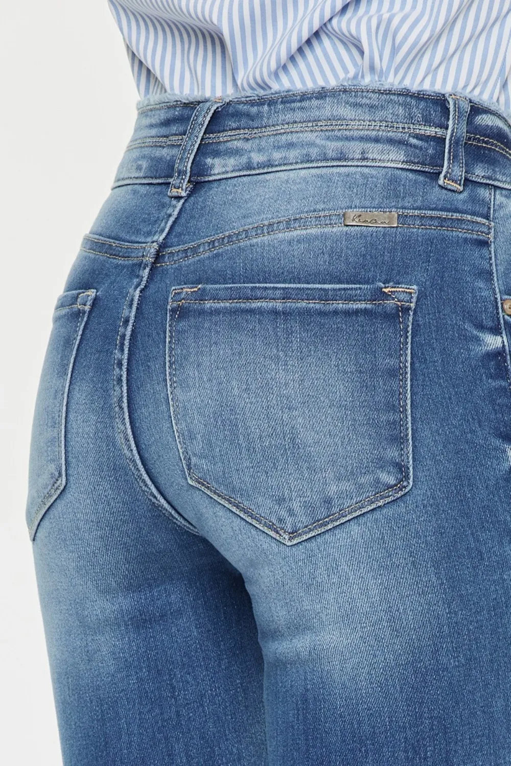 Kancan Distressed Raw Hem High Waist Jeans - cas7m