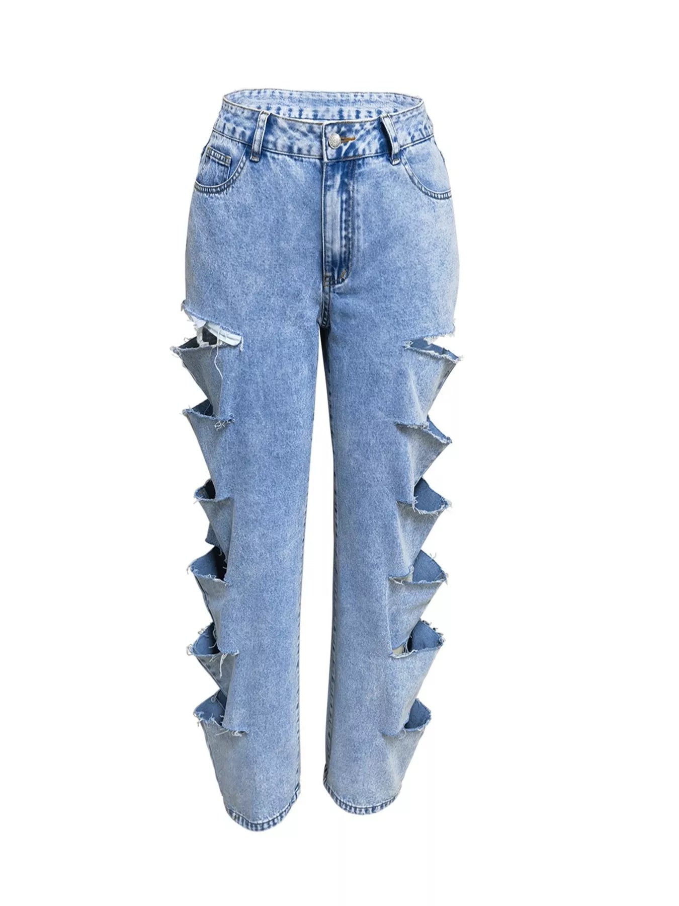 Distressed Wide Leg Jeans - cas7m
