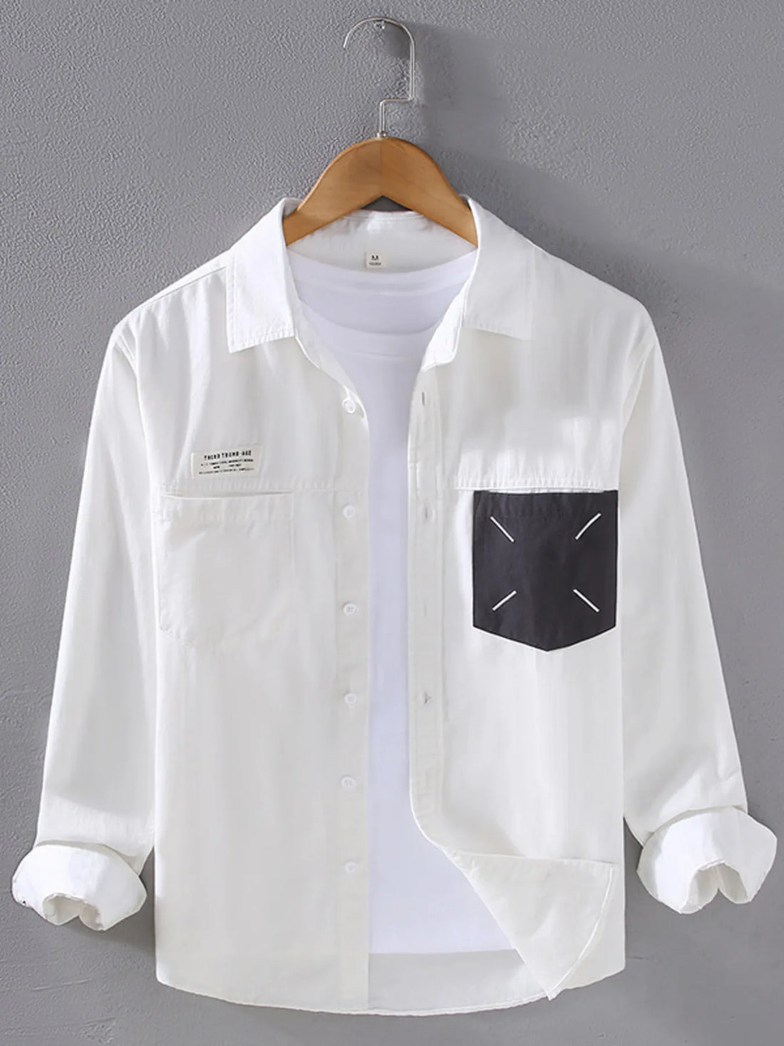Men's Plus Size Button Up Long Sleeve Shirt - cas7m