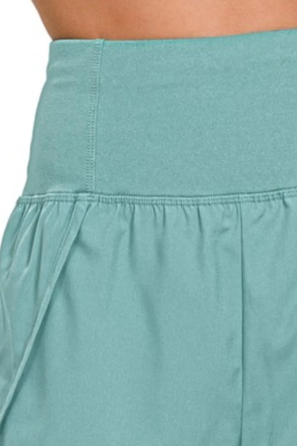 Zenana High Waisted Zippered Back Pocket Running Shorts - cas7m