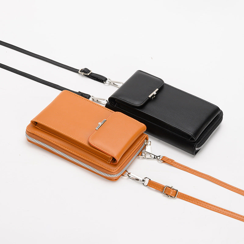 Fashion Large Capacity Mobile Phone Bags Women Small Zipper Crossbody Shoulder Bag Long Wallet - cas7m