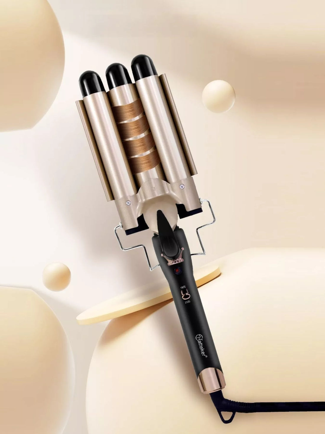 3-Barrel Beachy Waves Curling Iron - Effortless Styling Tool - cas7m