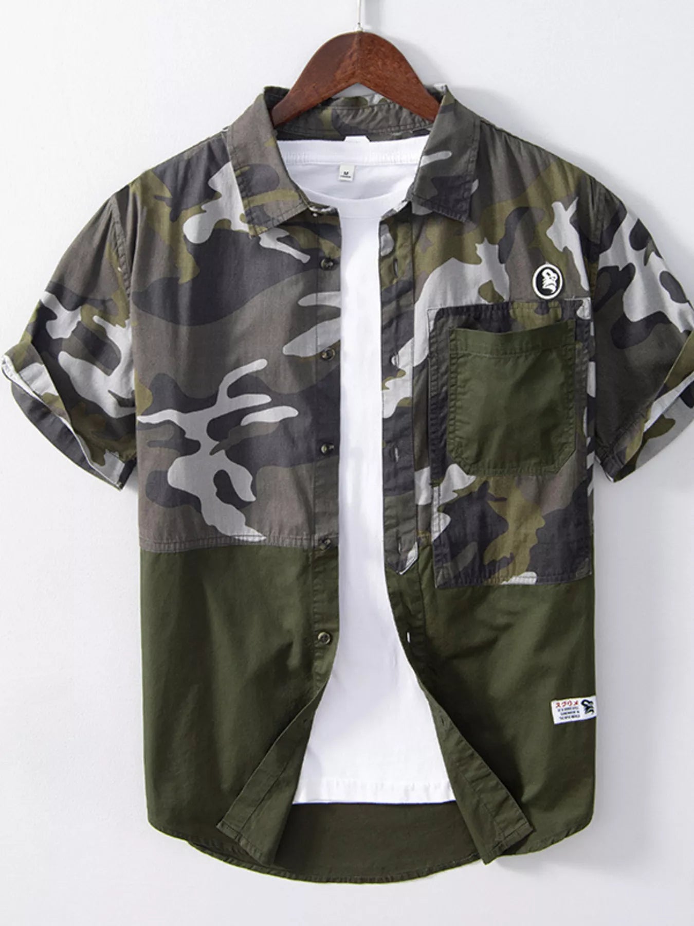 Men's Plus Size Casual Camouflage Short Sleeve Shirt - cas7m