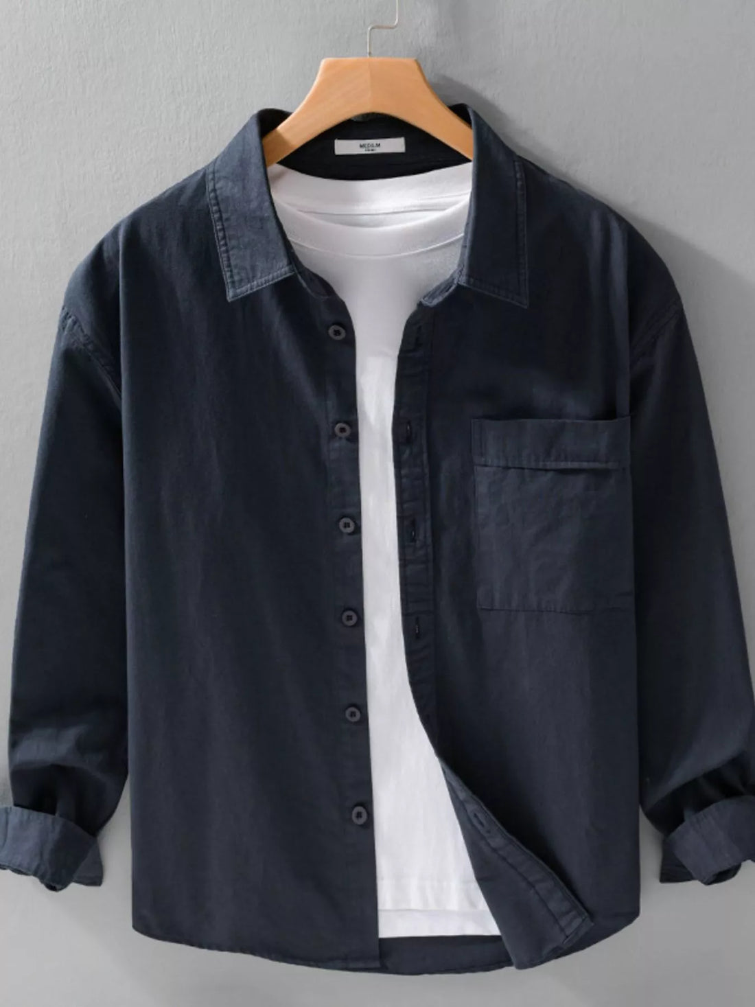 Men's Plus Size Button Up Long Sleeve Shirt - cas7m
