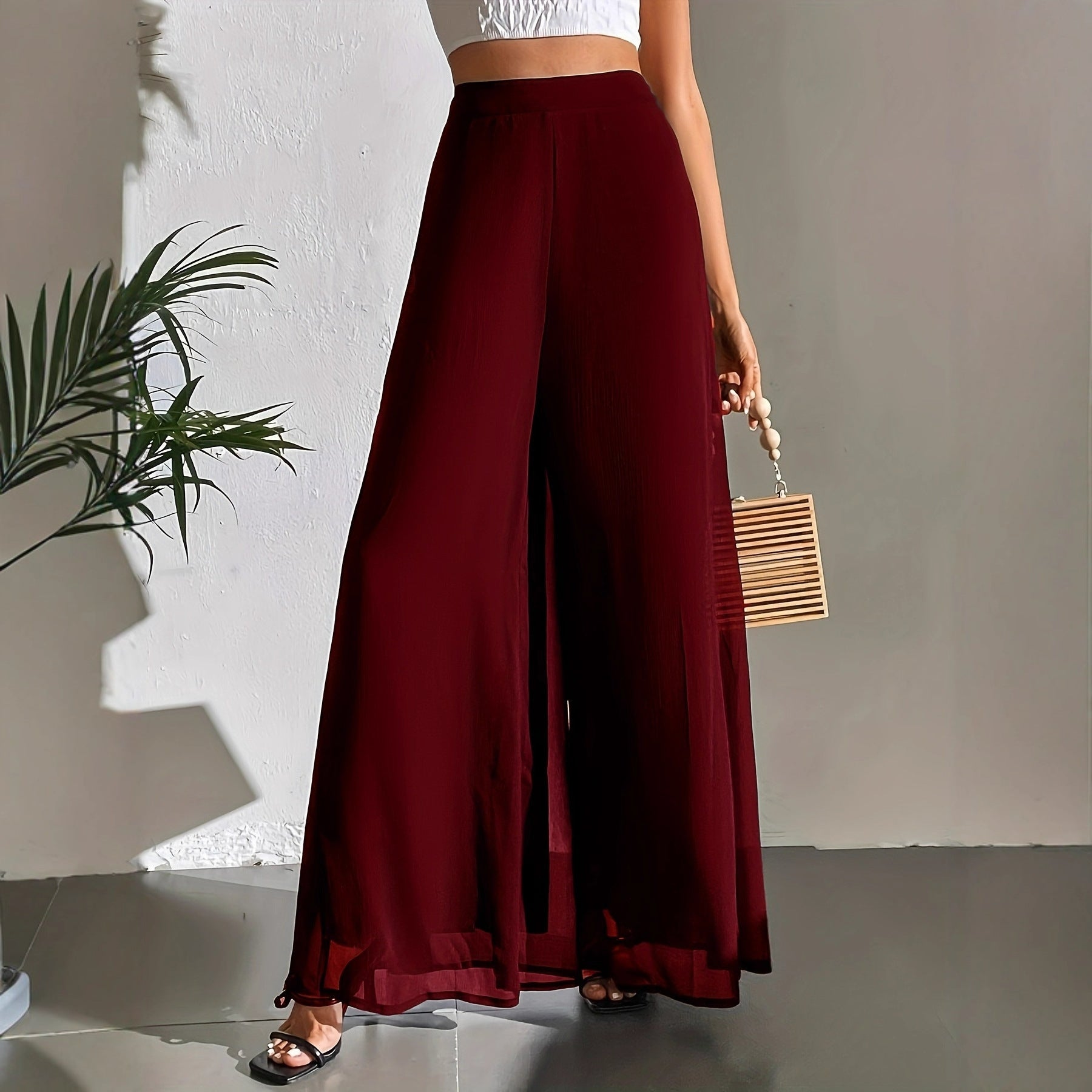 Casual Chiffon Wide-leg Pants Loose Trousers - cas7m