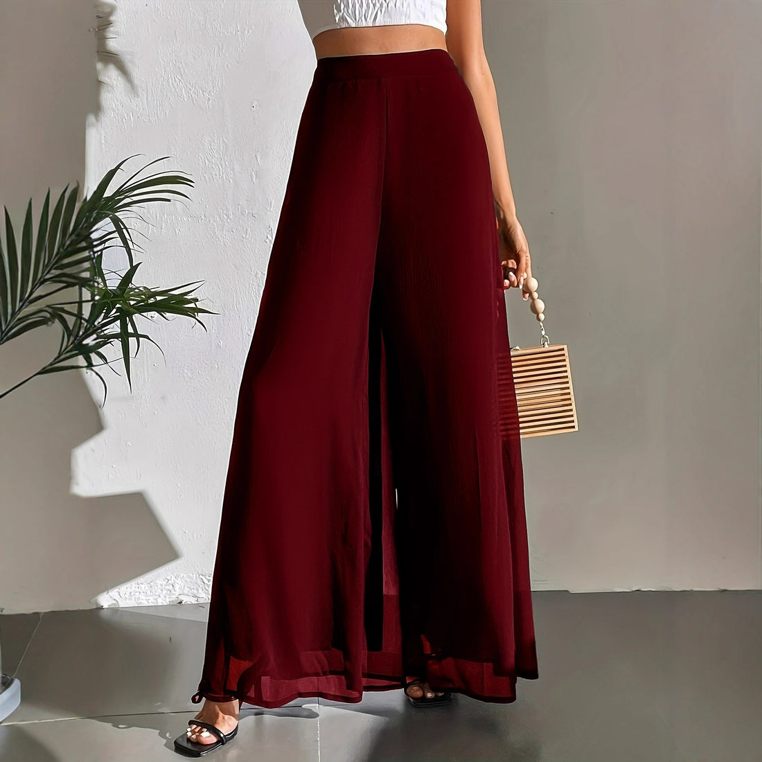 Casual Chiffon Wide-leg Pants Loose Trousers - cas7m