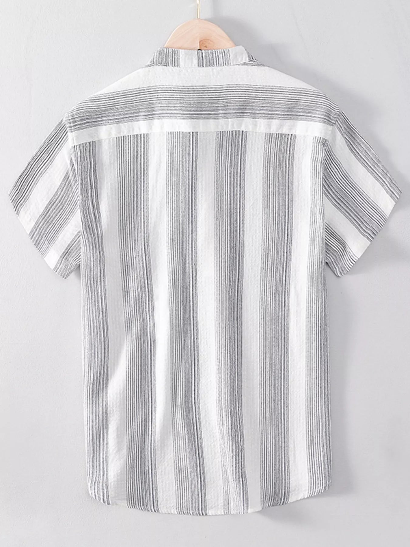 Men's Plus Size Striped Short Sleeve Blouse - cas7m