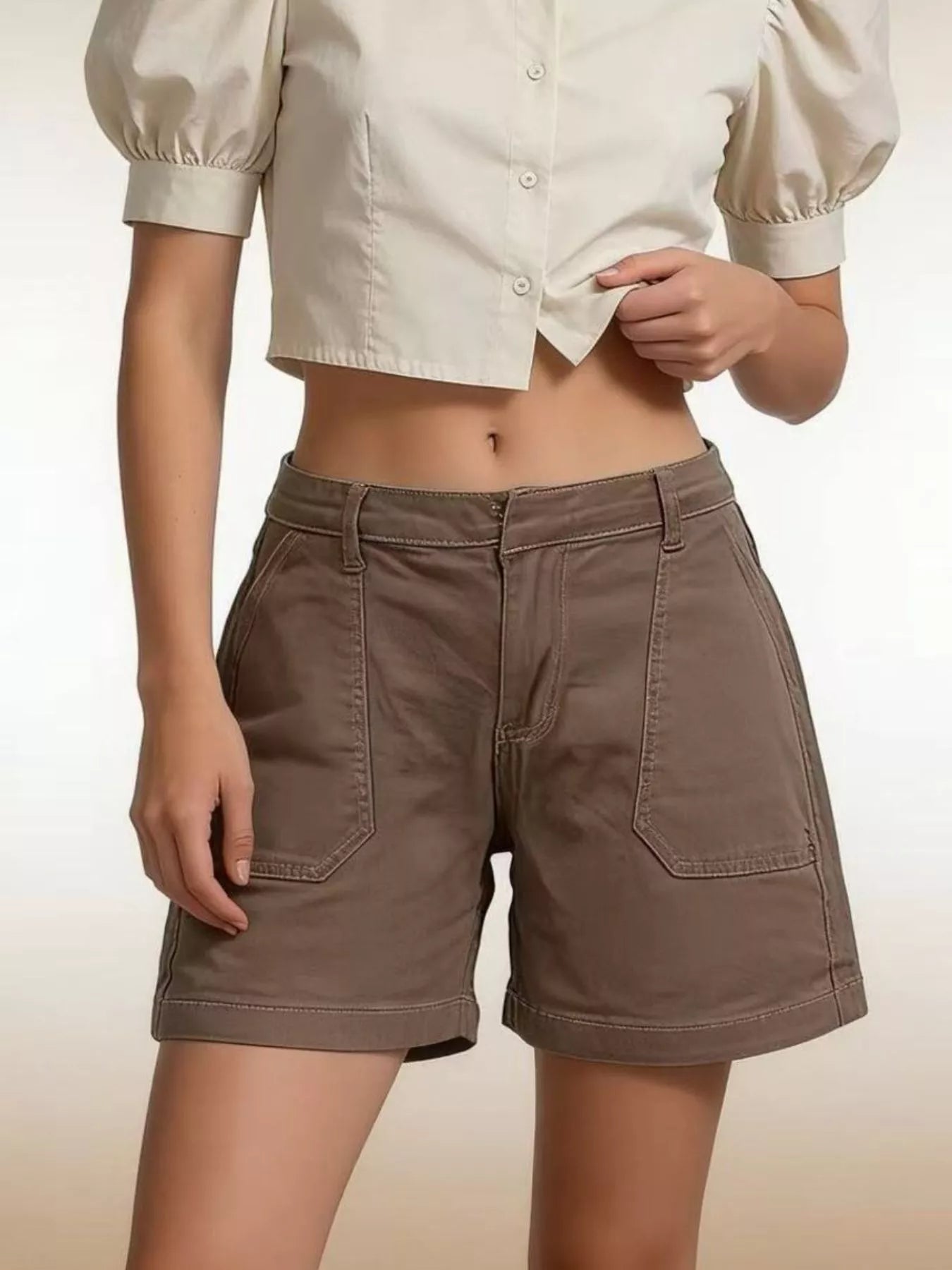 Pocketed Denim Shorts - cas7m