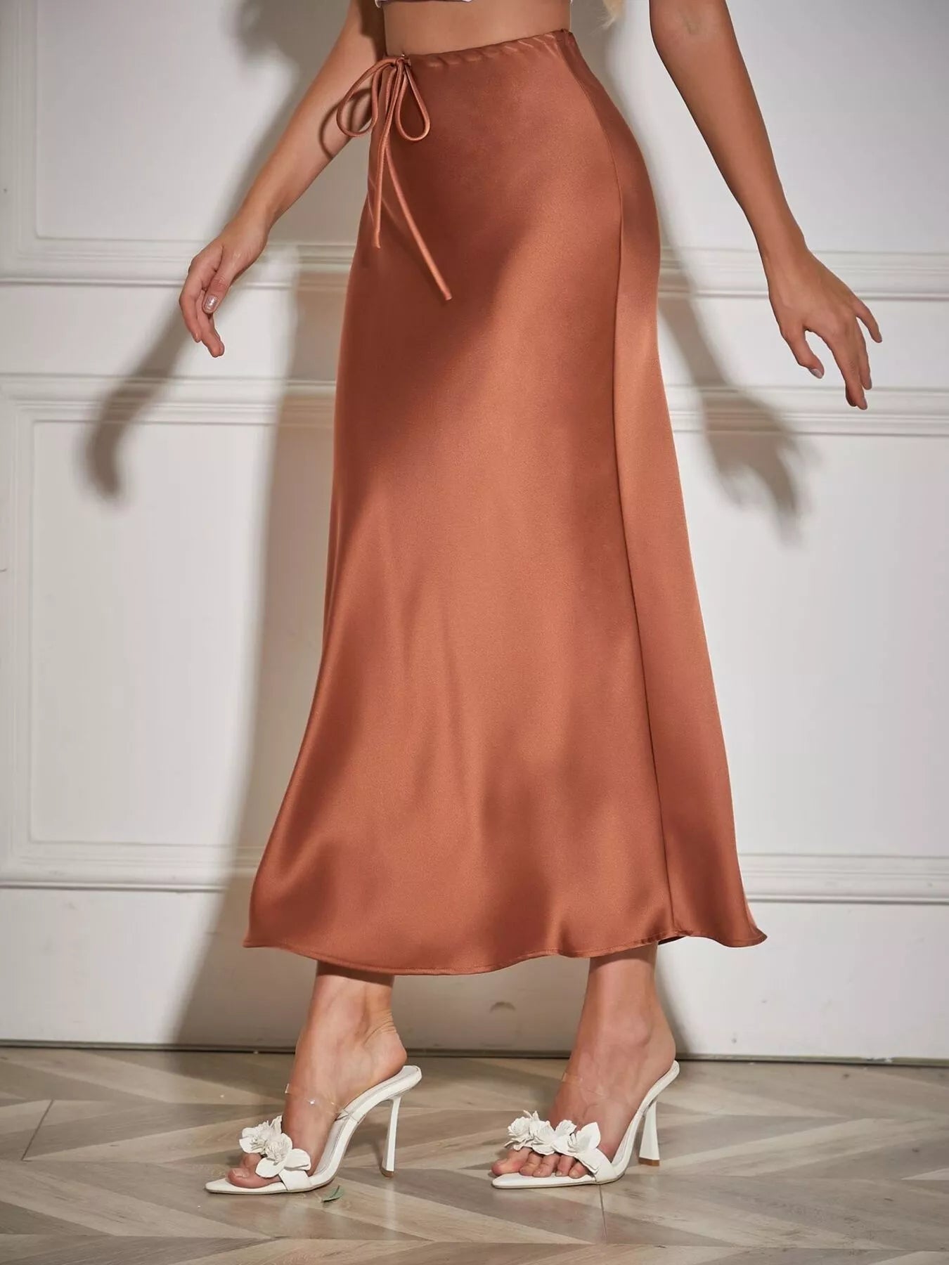 Satin Midi Skirt - cas7m