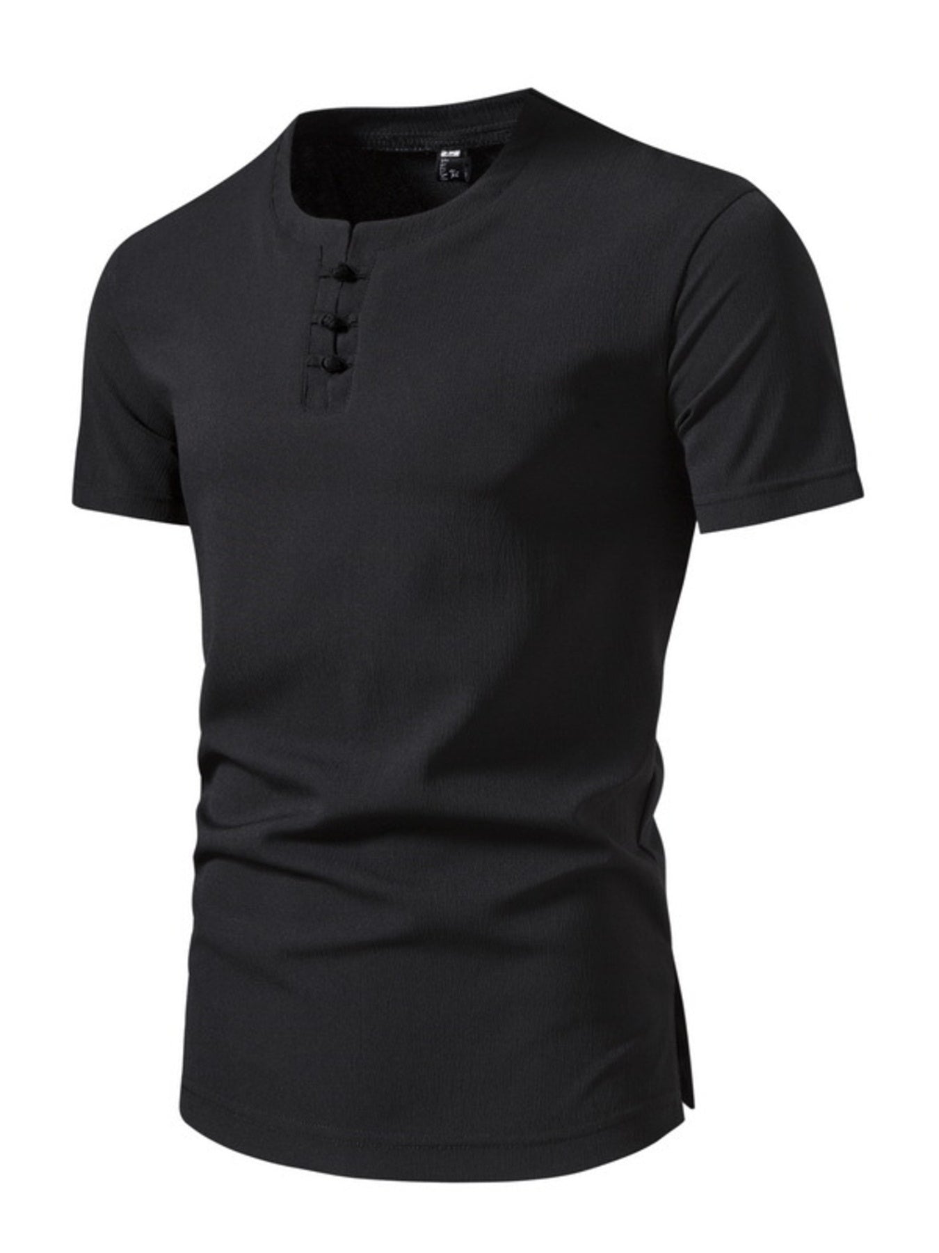 Men's Plus Size Casual Button Henley T-Shirt - cas7m