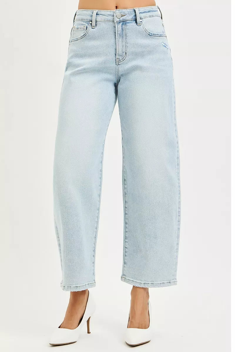 RISEN High Rise Crop Barrel Jeans - cas7m