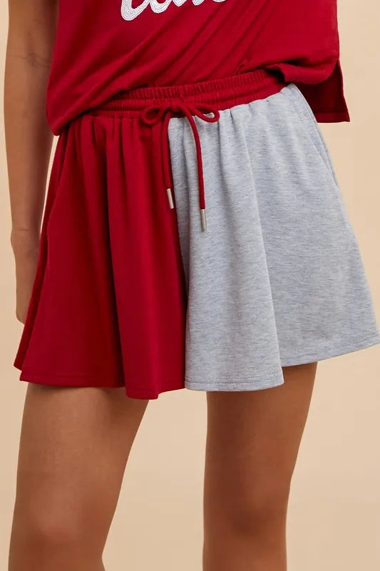 Annie Wear Color Block French Terry Flare Shorts - cas7m