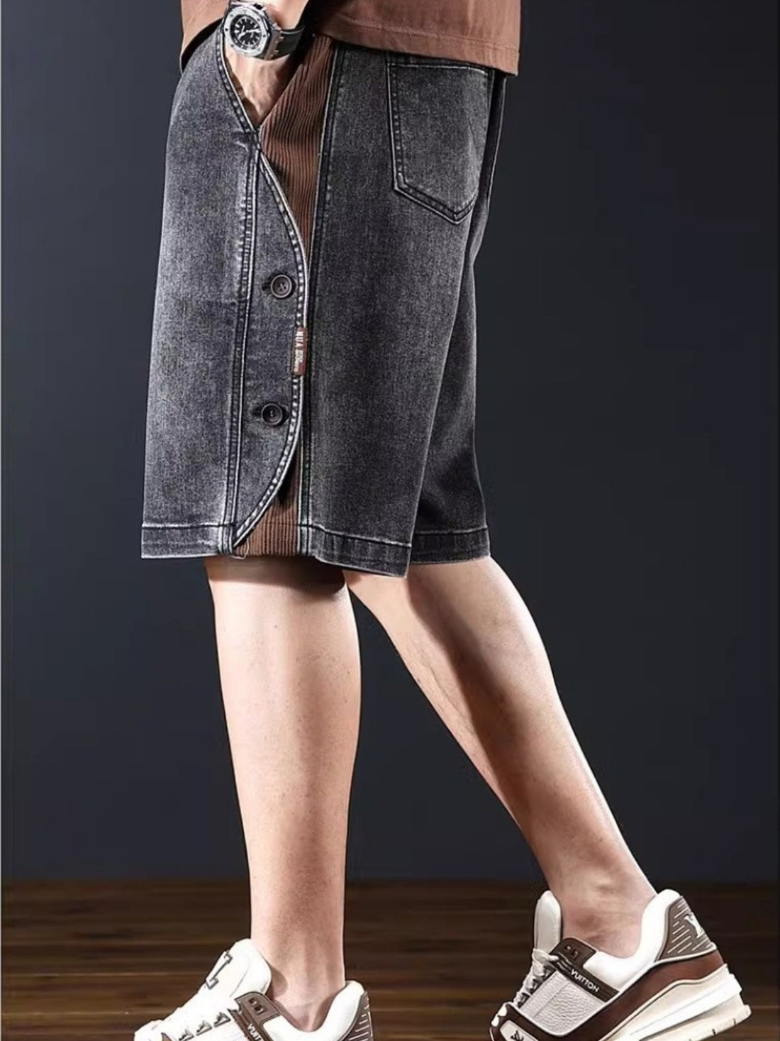 Men's Plus Size Wide Leg Denim Shorts - cas7m