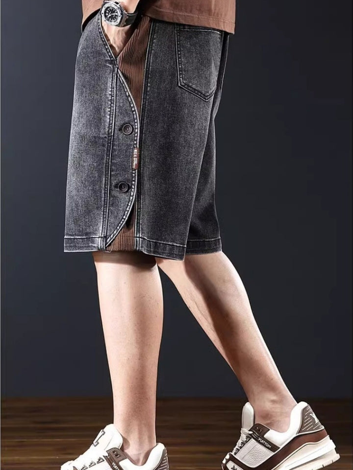 Men's Plus Size Wide Leg Denim Shorts - cas7m