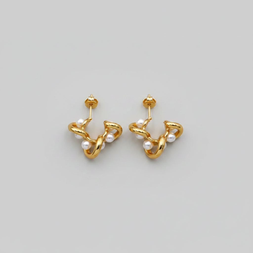18K Gold-Plated Pearl Earrings - cas7m