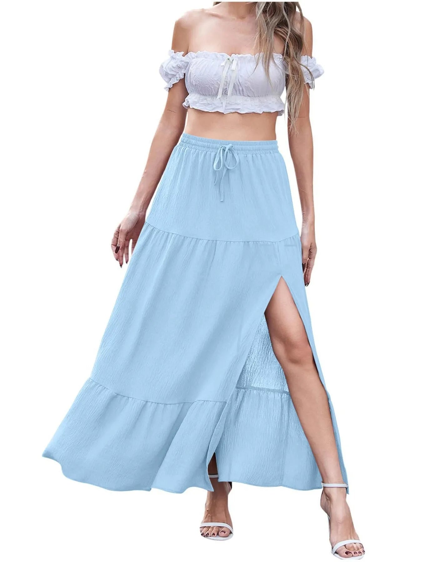 Full Size Slit Maxi Skirt Plus Size - cas7m