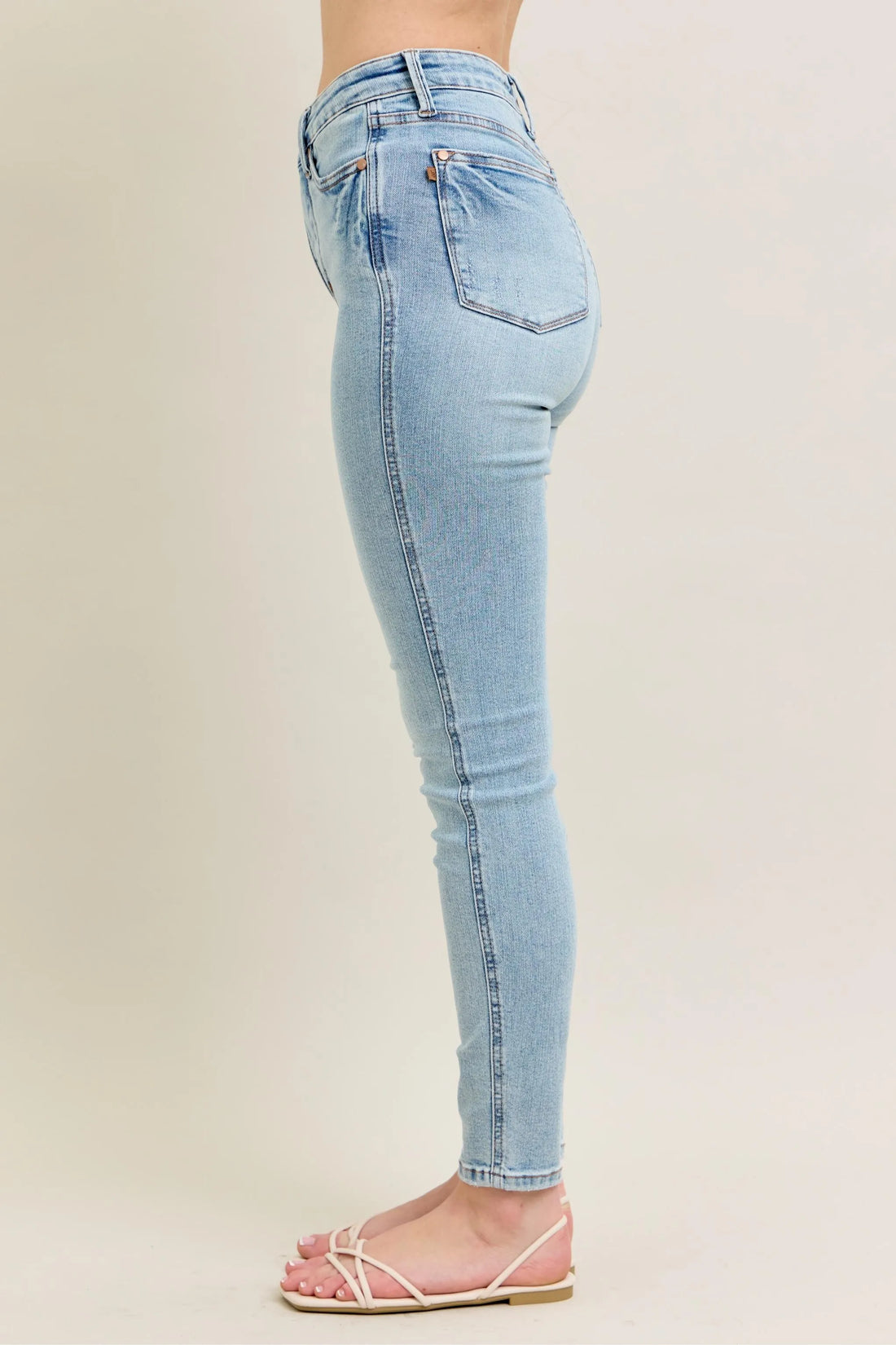 Judy Blue Full Size Mr Tummy Control Vintage Wash Skinny Jeans Plus Size - cas7m