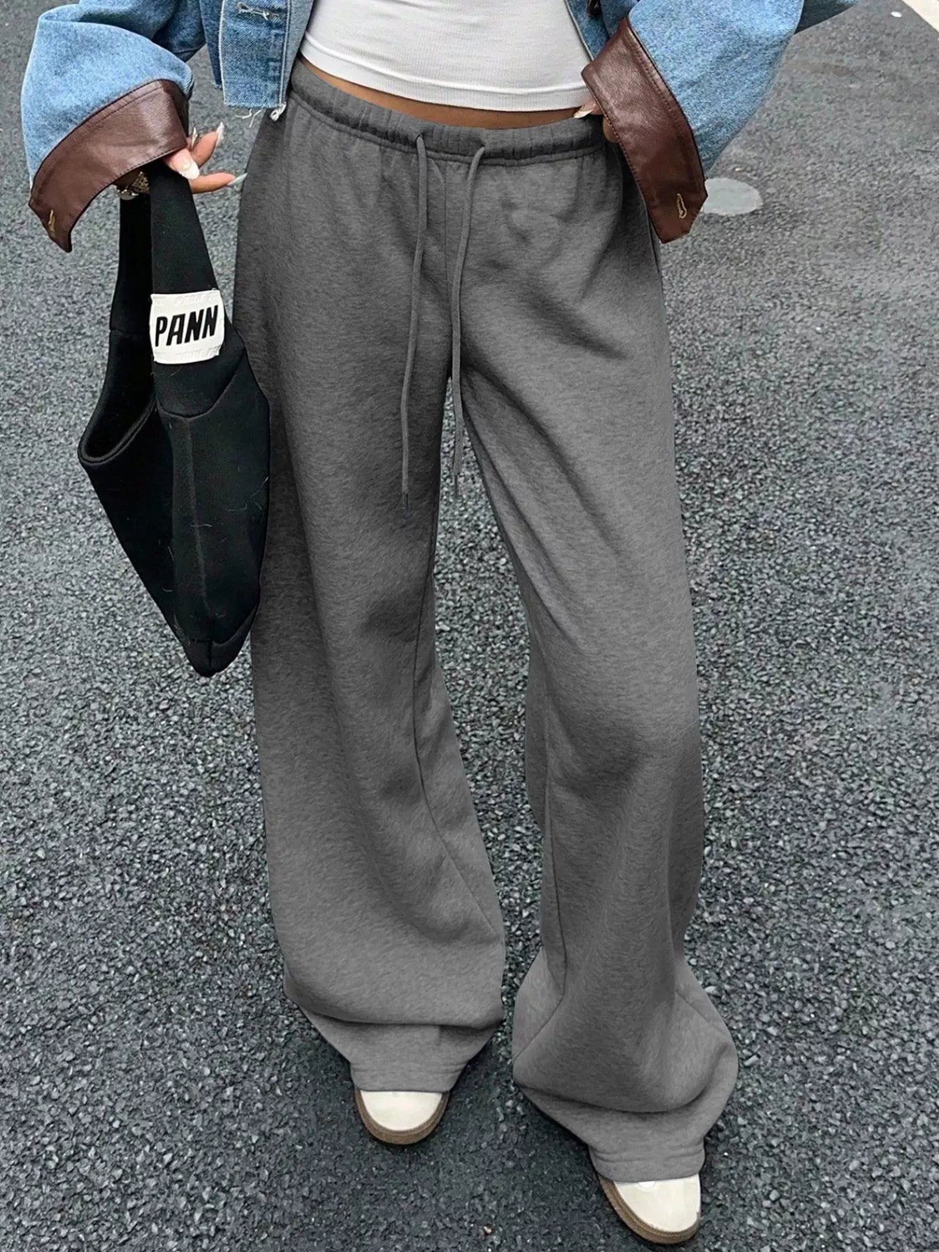Wide Leg Drawstring Sweatpants - cas7m