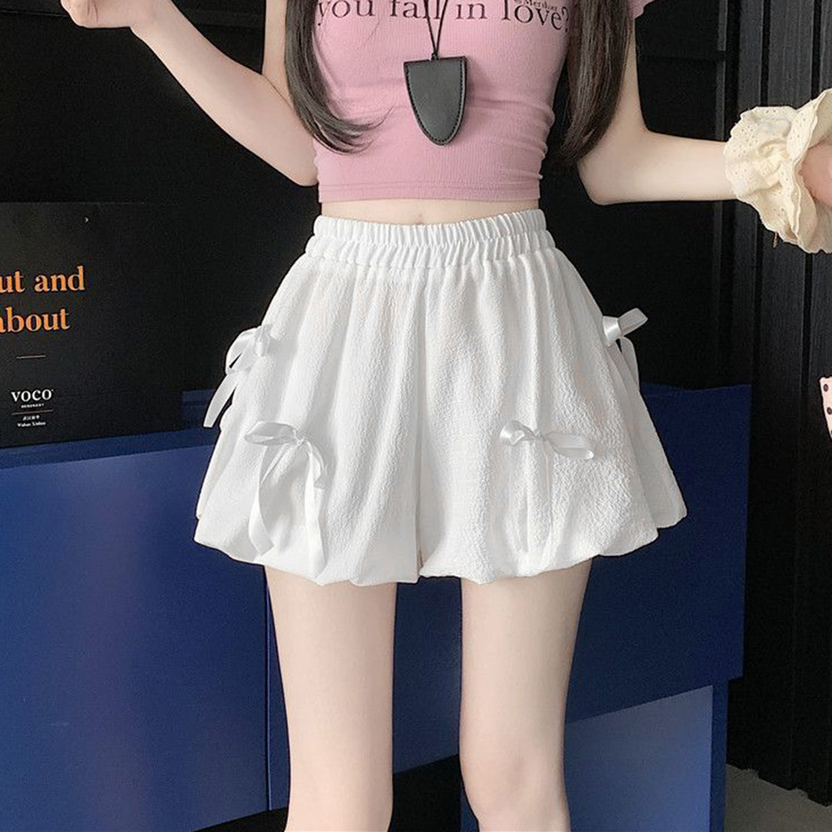 Bowknot High Waist Bubble Skirt - cas7m