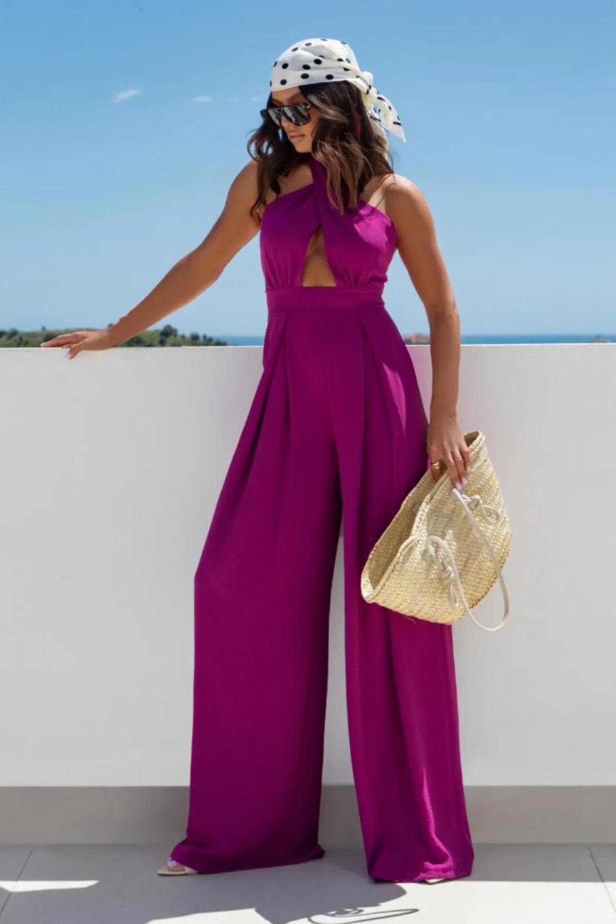 Crisscross Cutout Backless Maxi Dress - 100% Polyester Elegance - cas7m