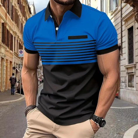 Casual Striped Shirt With Chest Pocket Men Clothing - cas7m