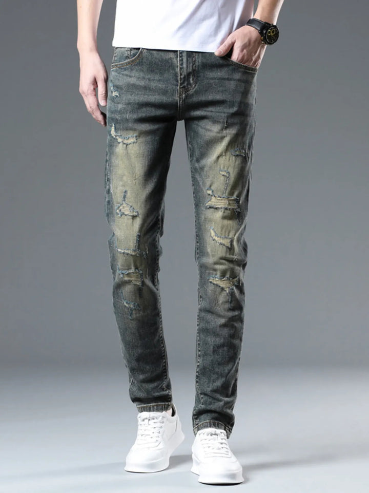Men's Distressed Slim Fit Jeans - cas7m