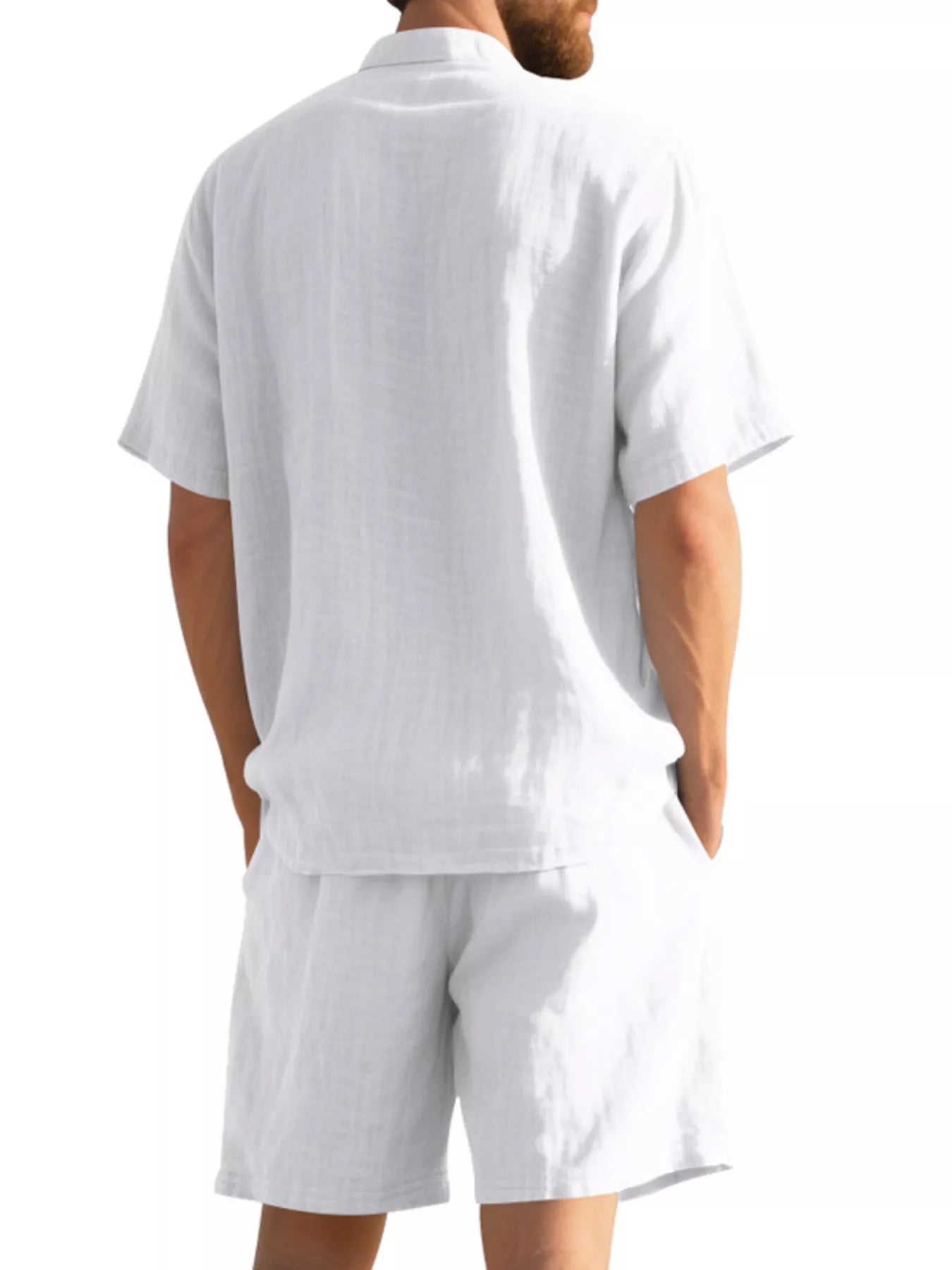 Men's Full Size Casual Short Sleeve Shirt and Shorts Set Plus Size - cas7m