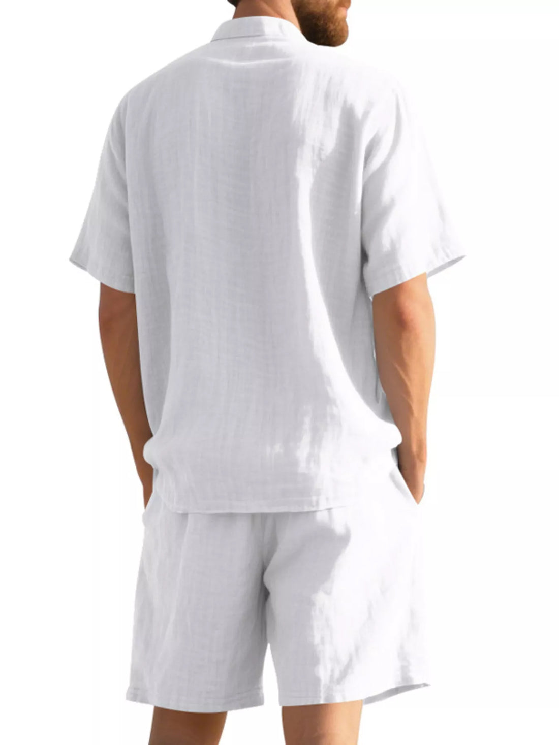 Men's Full Size Casual Short Sleeve Shirt and Shorts Set Plus Size - cas7m