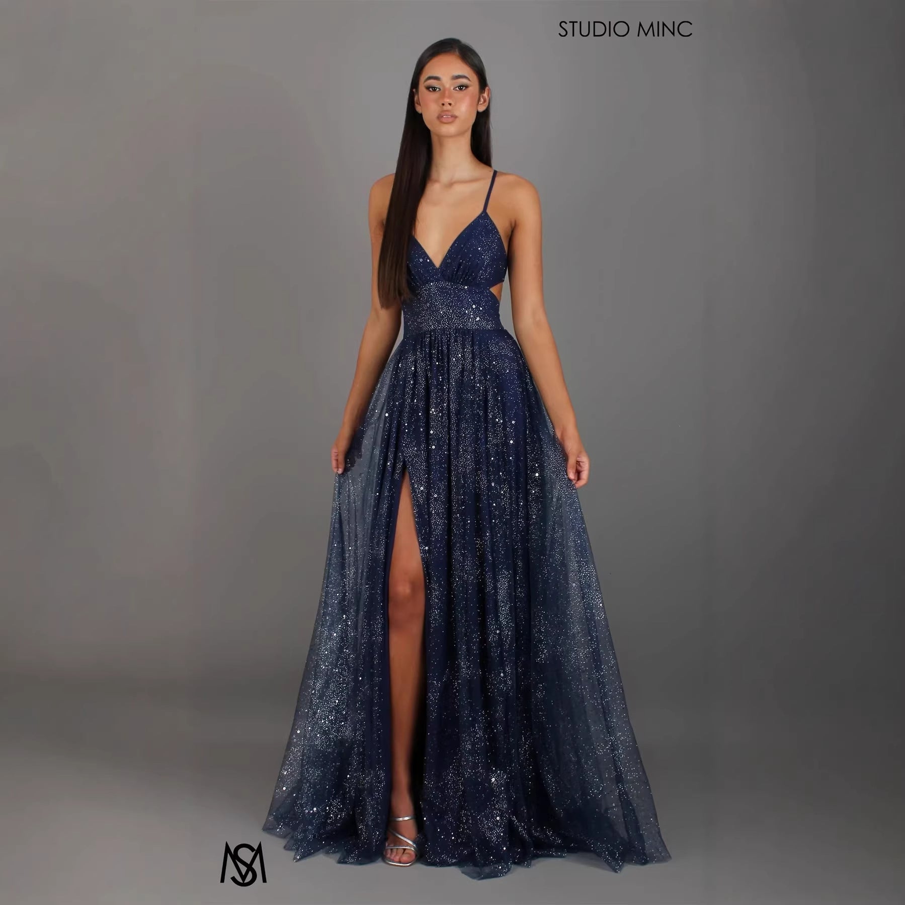 Elegant Womens V-neck Sleeveless Strapless Dress With A Flared Hem High Waist Split Women Long Dresses Party Dress - cas7m