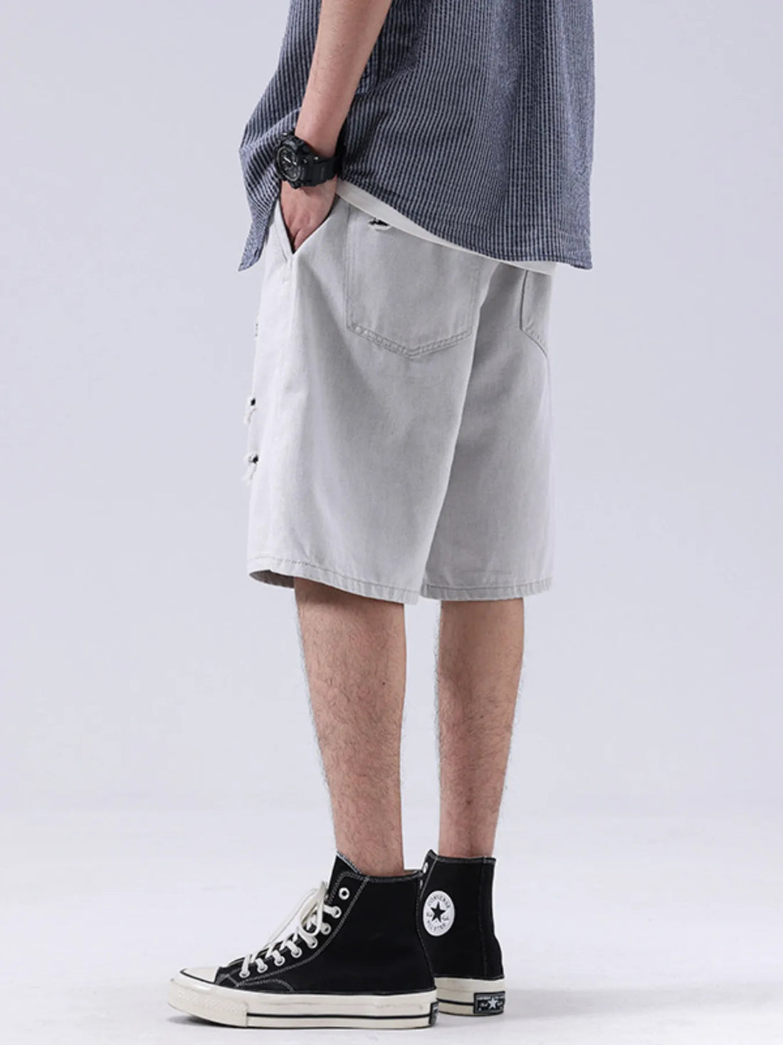 Men's Distressed Loose Fit Denim Shorts - cas7m