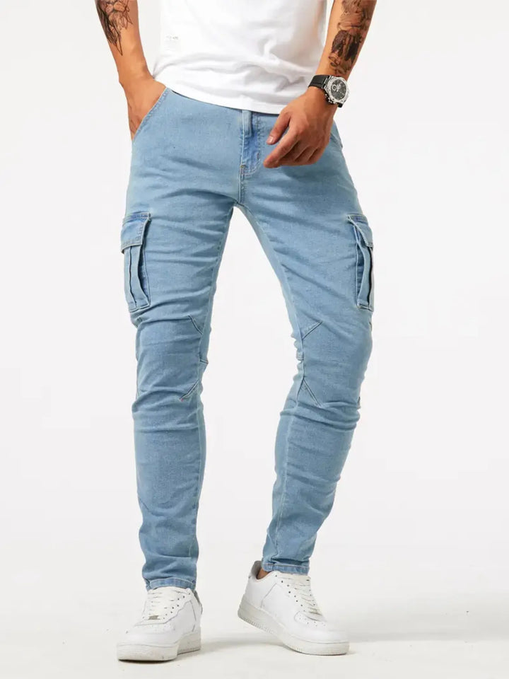 Men's Plus Size Skinny Cargo Jeans - cas7m