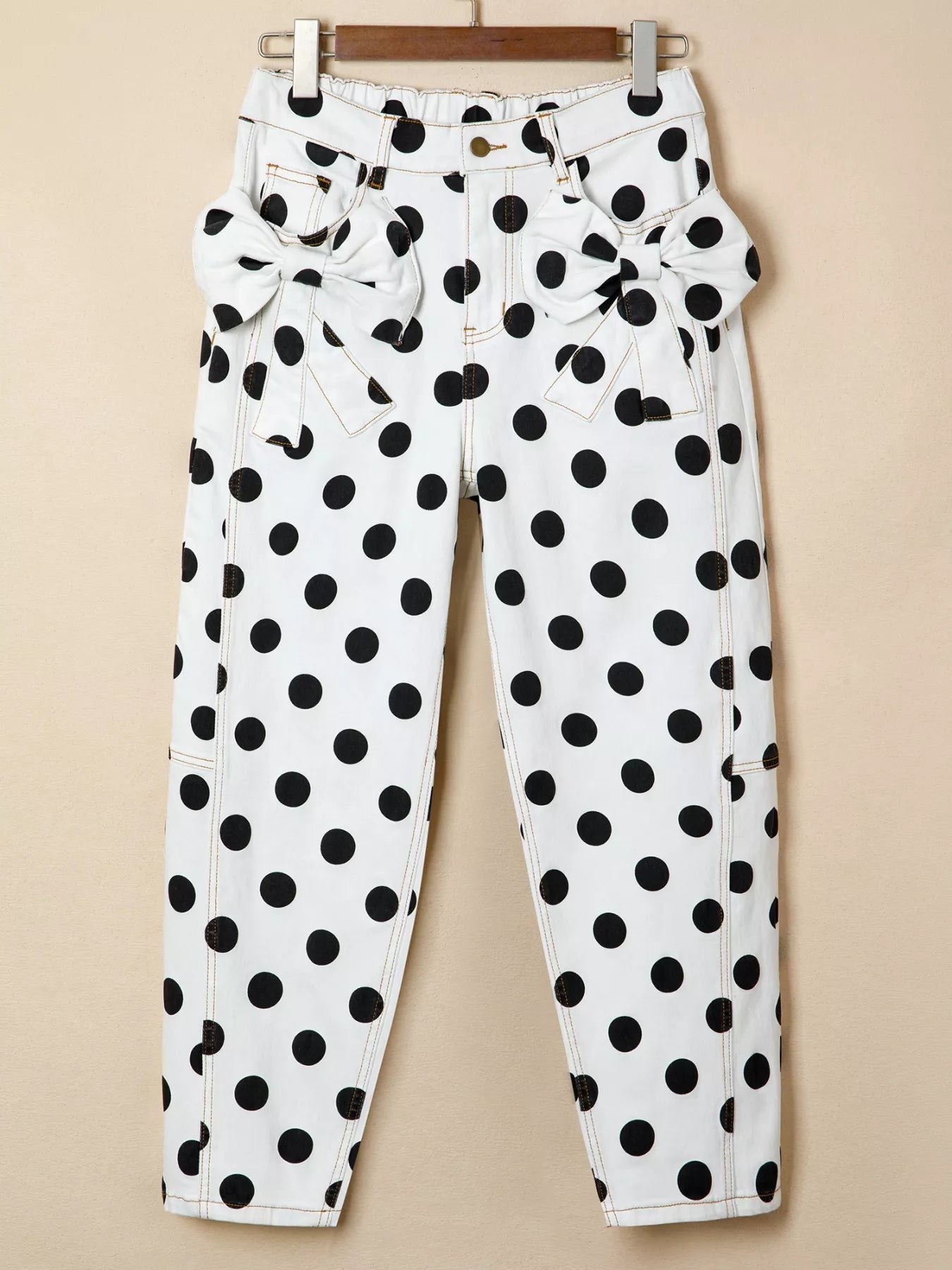 Polka Dot High-Waisted Jeans - cas7m