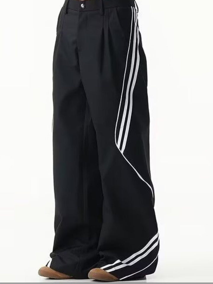 Men's Plus Size Striped Wide Leg Pants - cas7m