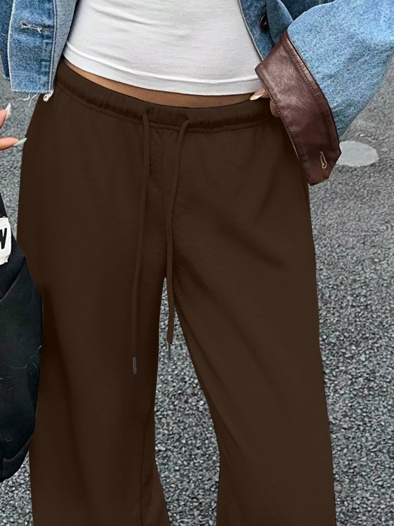 Wide Leg Drawstring Sweatpants - cas7m