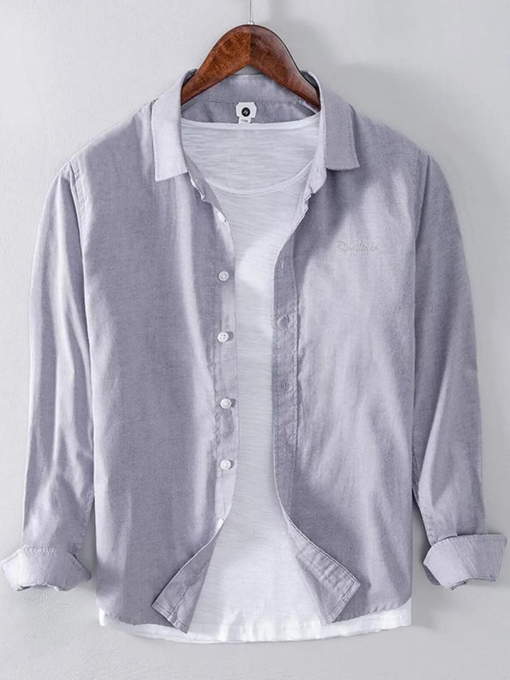Men's Plus Size Button Up Long Sleeve Shirt - cas7m