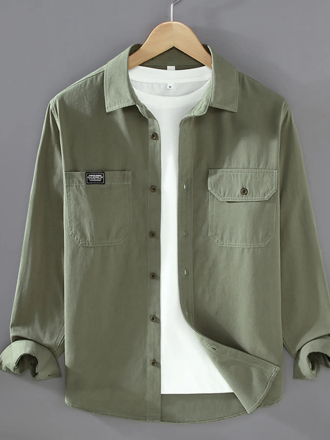 Men's Plus Size Button Up Long Sleeve Shirt - cas7m
