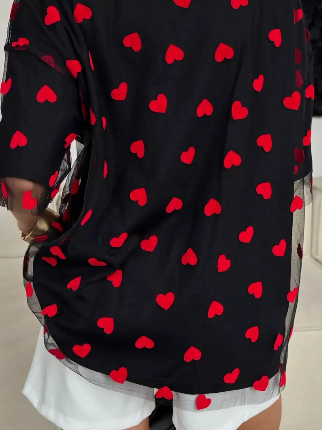 Heart Print Oversized T-Shirt - cas7m